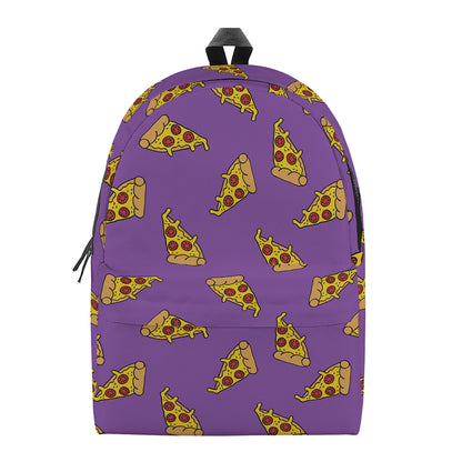Purple Pizza Pattern Print Backpack