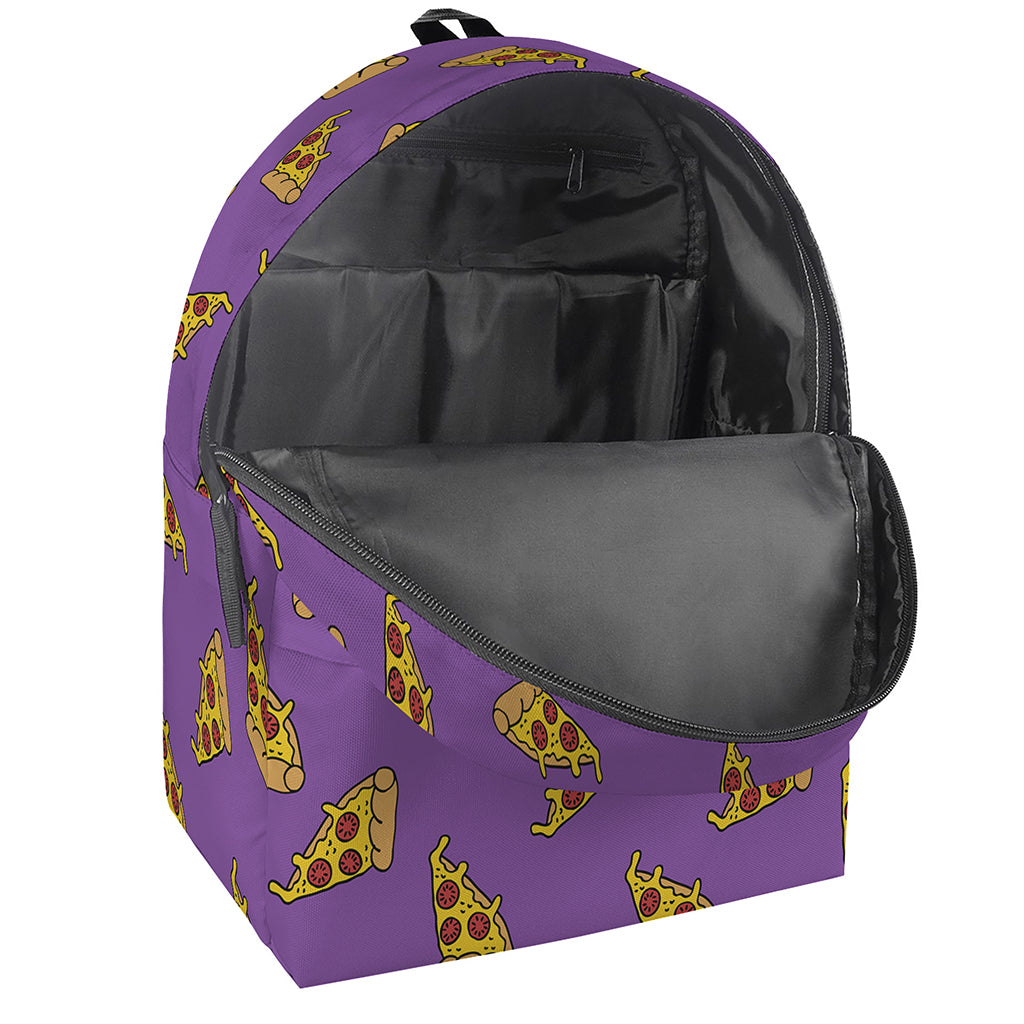 Purple Pizza Pattern Print Backpack