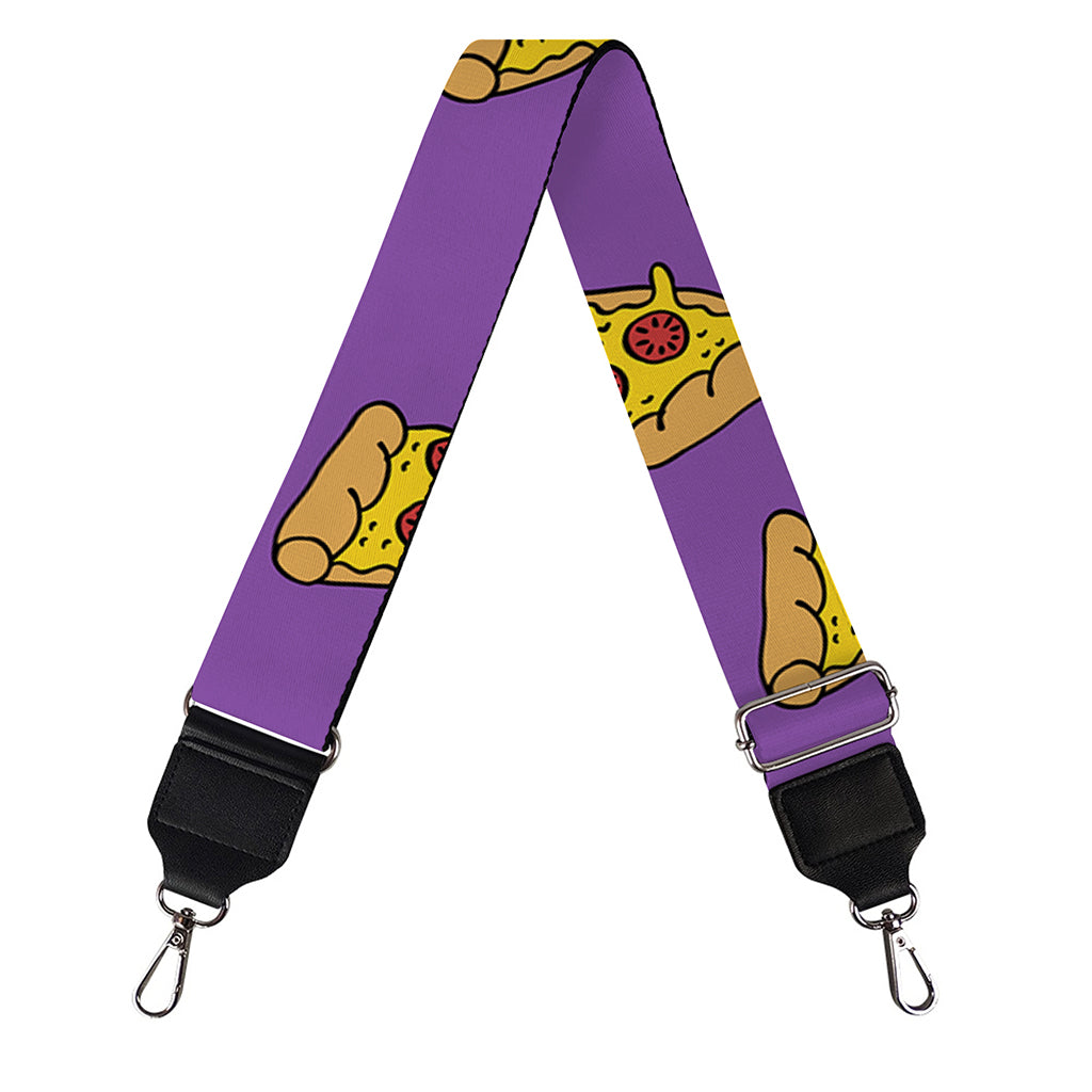 Purple Pizza Pattern Print Bag Strap