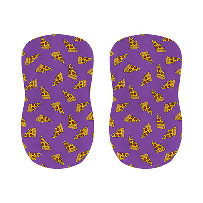 Purple Pizza Pattern Print Bar Stool Covers
