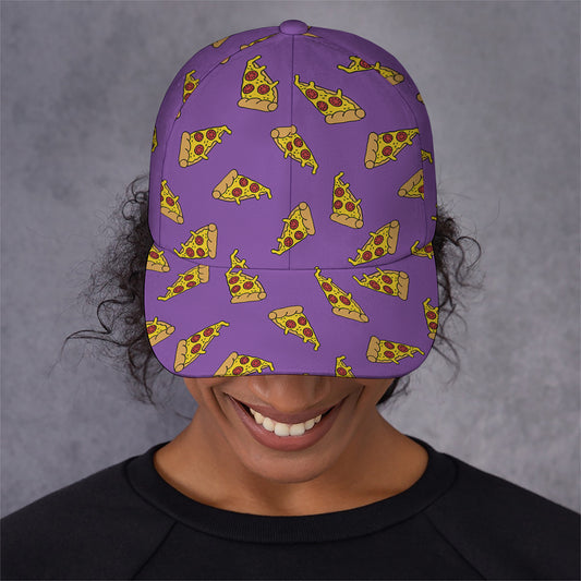 Purple Pizza Pattern Print Baseball Cap