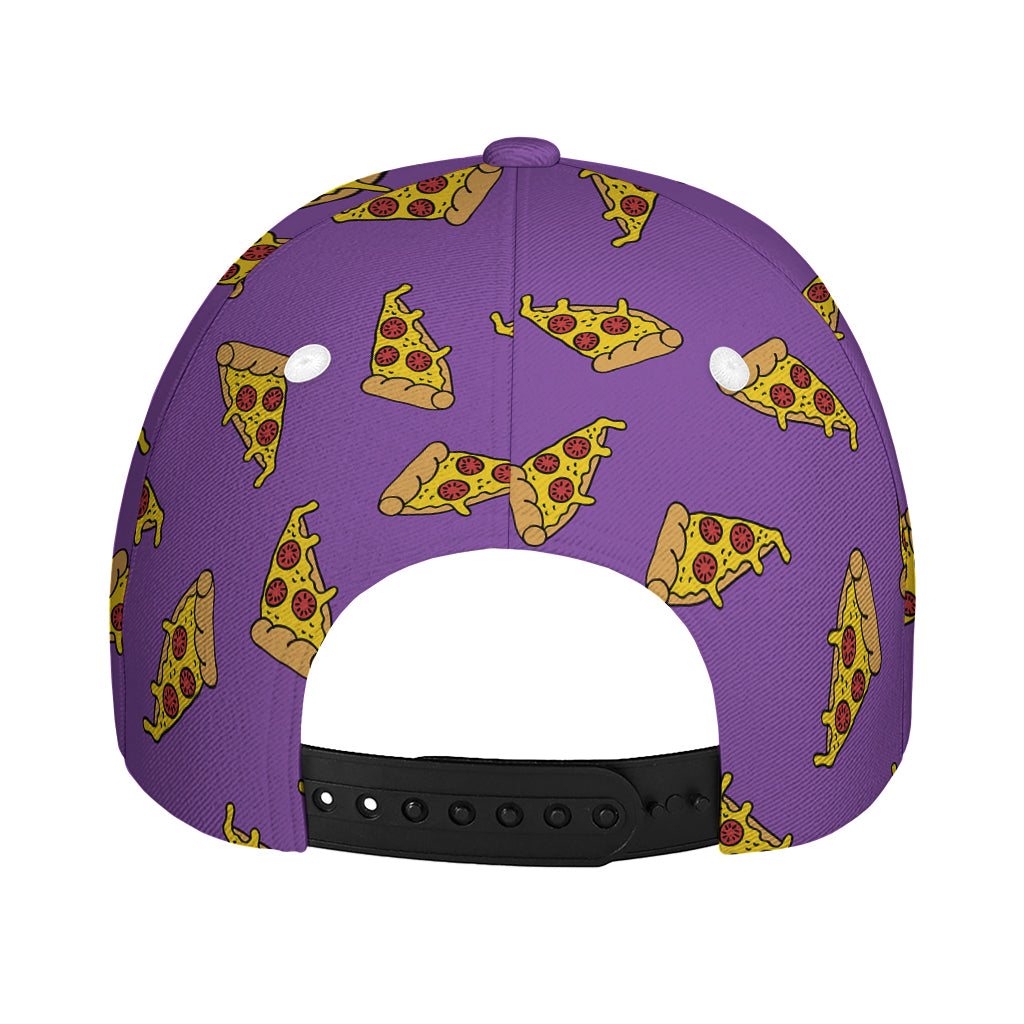Purple Pizza Pattern Print Baseball Cap