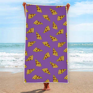 Purple Pizza Pattern Print Beach Towel