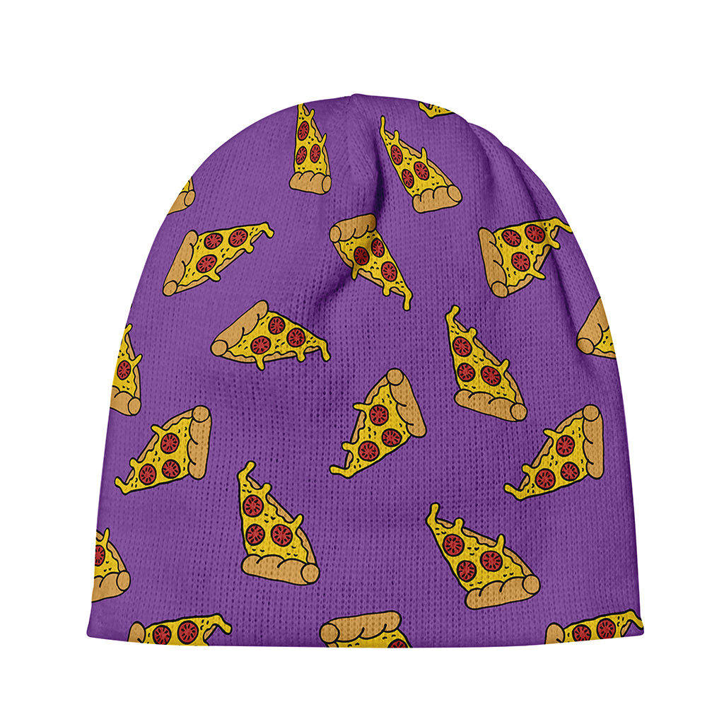 Purple Pizza Pattern Print Beanie