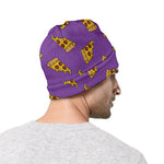 Purple Pizza Pattern Print Beanie