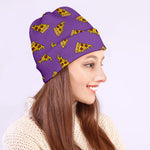 Purple Pizza Pattern Print Beanie