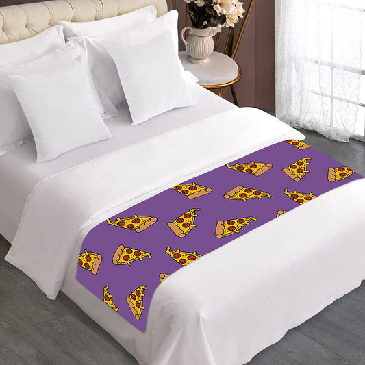 Purple Pizza Pattern Print Bed Runner