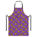 Purple Pizza Pattern Print Bib Apron With Pocket
