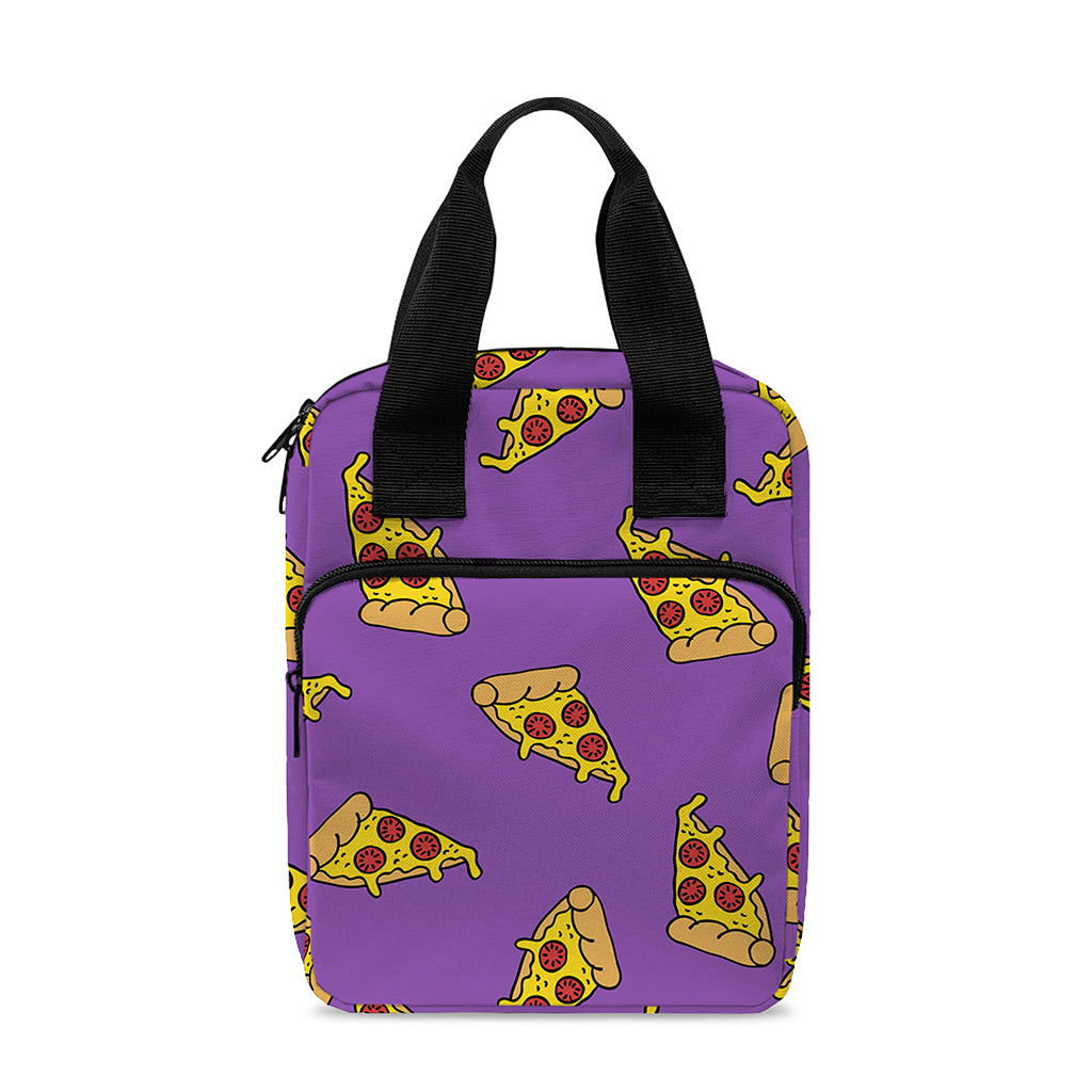 Purple Pizza Pattern Print Bible Tote Bag