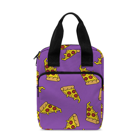 Purple Pizza Pattern Print Bible Tote Bag