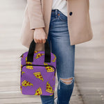 Purple Pizza Pattern Print Bible Tote Bag
