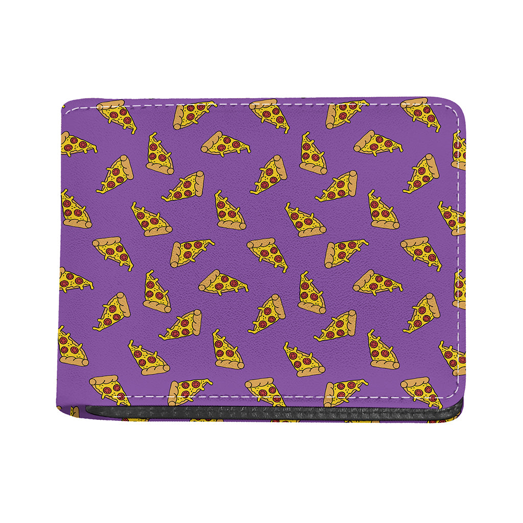 Purple Pizza Pattern Print Bifold Wallet