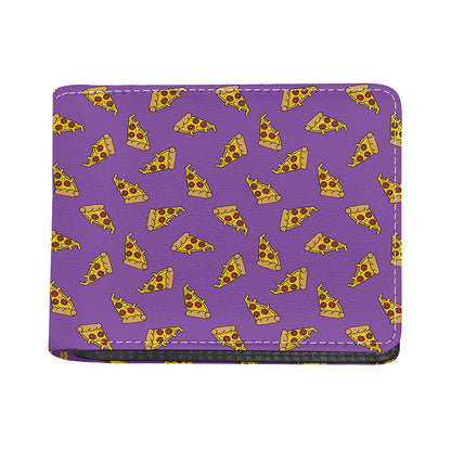 Purple Pizza Pattern Print Bifold Wallet