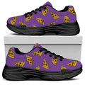 Purple Pizza Pattern Print Black Chunky Shoes