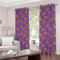 Purple Pizza Pattern Print Dimout Grommet Curtains