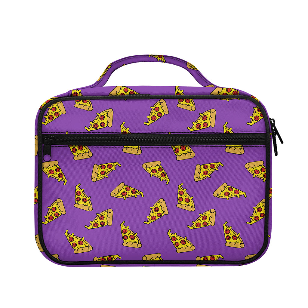 Purple Pizza Pattern Print Briefcase Bible Bag