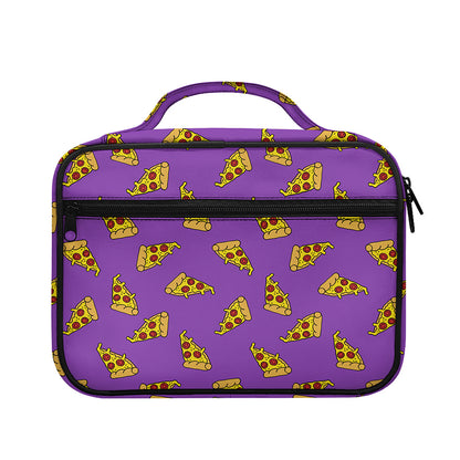 Purple Pizza Pattern Print Briefcase Bible Bag