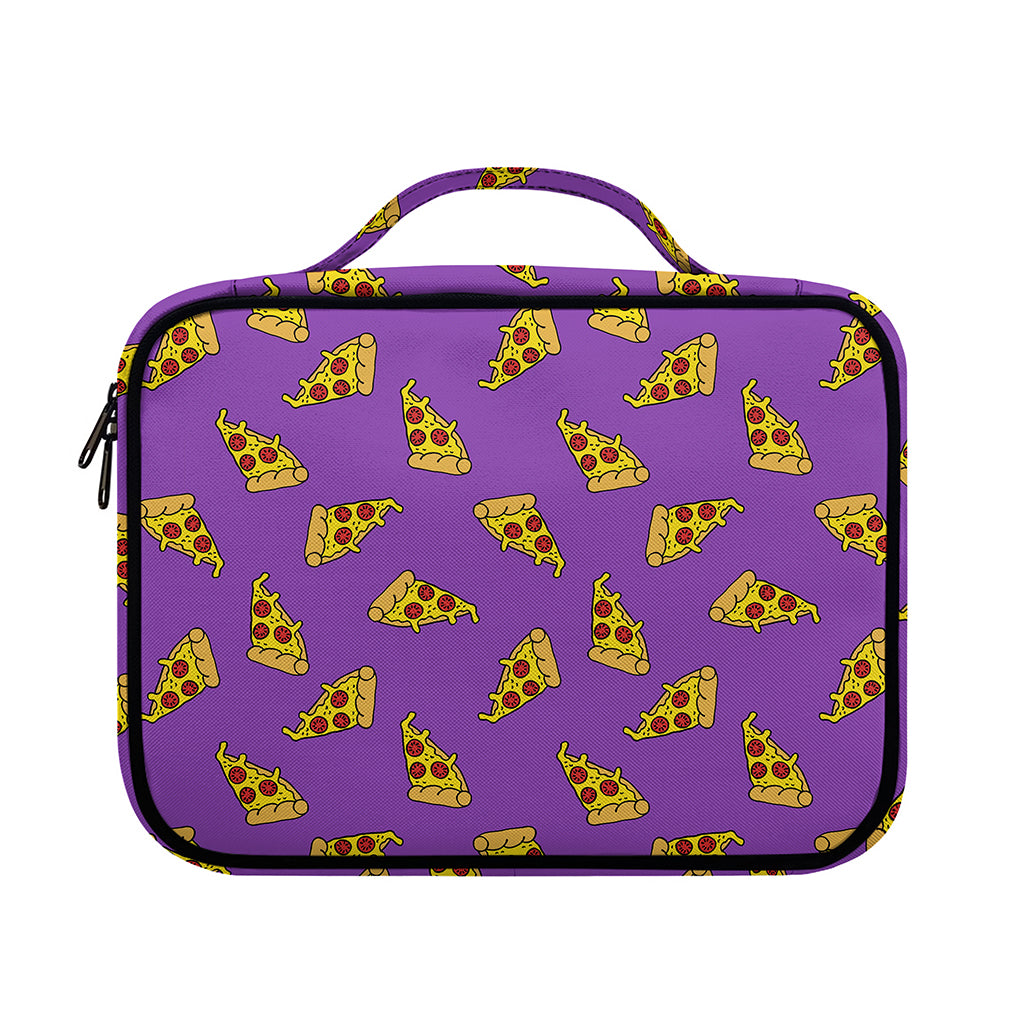 Purple Pizza Pattern Print Briefcase Bible Bag