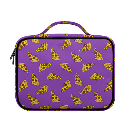 Purple Pizza Pattern Print Briefcase Bible Bag