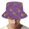 Purple Pizza Pattern Print Bucket Hat