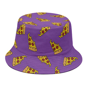 Purple Pizza Pattern Print Bucket Hat