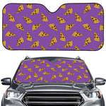 Purple Pizza Pattern Print Car Windshield Sun Shade