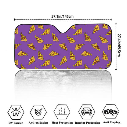 Purple Pizza Pattern Print Car Windshield Sun Shade
