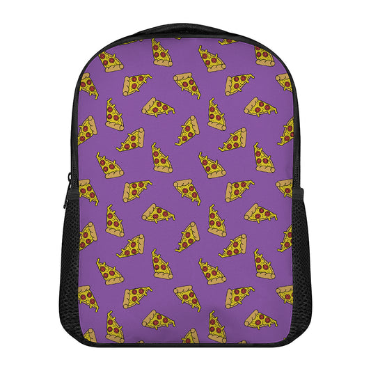 Purple Pizza Pattern Print Casual Backpack