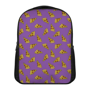 Purple Pizza Pattern Print Casual Backpack