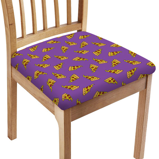 Purple Pizza Pattern Print Chair Cushion Cover