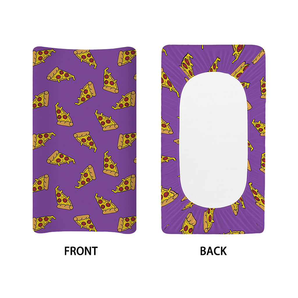 Purple Pizza Pattern Print Changing Pad Cover