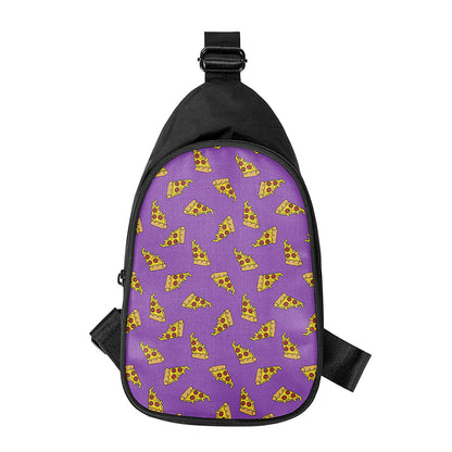 Purple Pizza Pattern Print Chest Bag