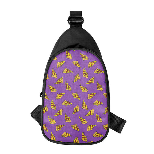 Purple Pizza Pattern Print Chest Bag