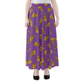 Purple Pizza Pattern Print Chiffon Maxi Skirt