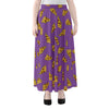 Purple Pizza Pattern Print Chiffon Maxi Skirt