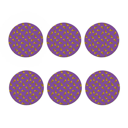 Purple Pizza Pattern Print Coaster Set
