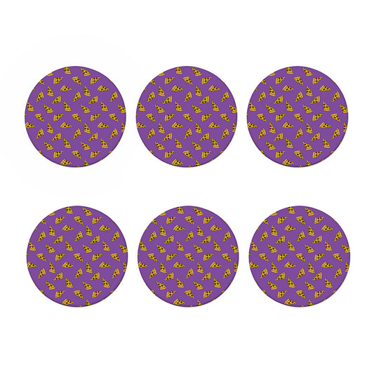 Purple Pizza Pattern Print Coaster Set