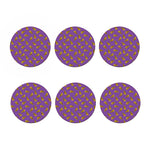 Purple Pizza Pattern Print Coaster Set