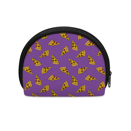 Purple Pizza Pattern Print Coin Purse
