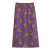 Purple Pizza Pattern Print Cotton Front Slit Maxi Skirt