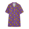 Purple Pizza Pattern Print Cotton Hawaiian Shirt