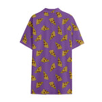 Purple Pizza Pattern Print Cotton Hawaiian Shirt