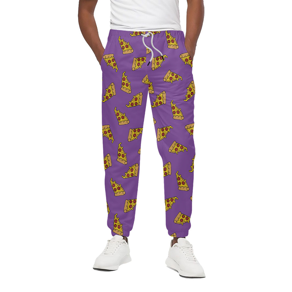 Purple Pizza Pattern Print Cotton Pants