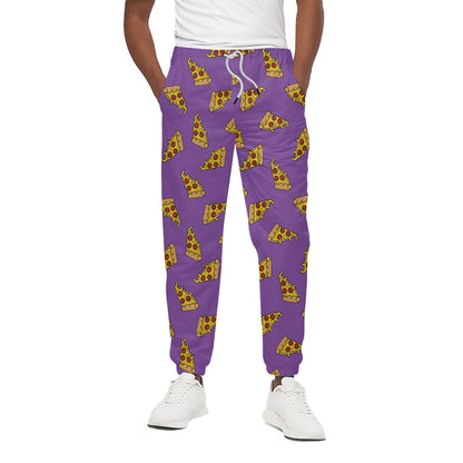 Purple Pizza Pattern Print Cotton Pants