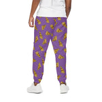 Purple Pizza Pattern Print Cotton Pants