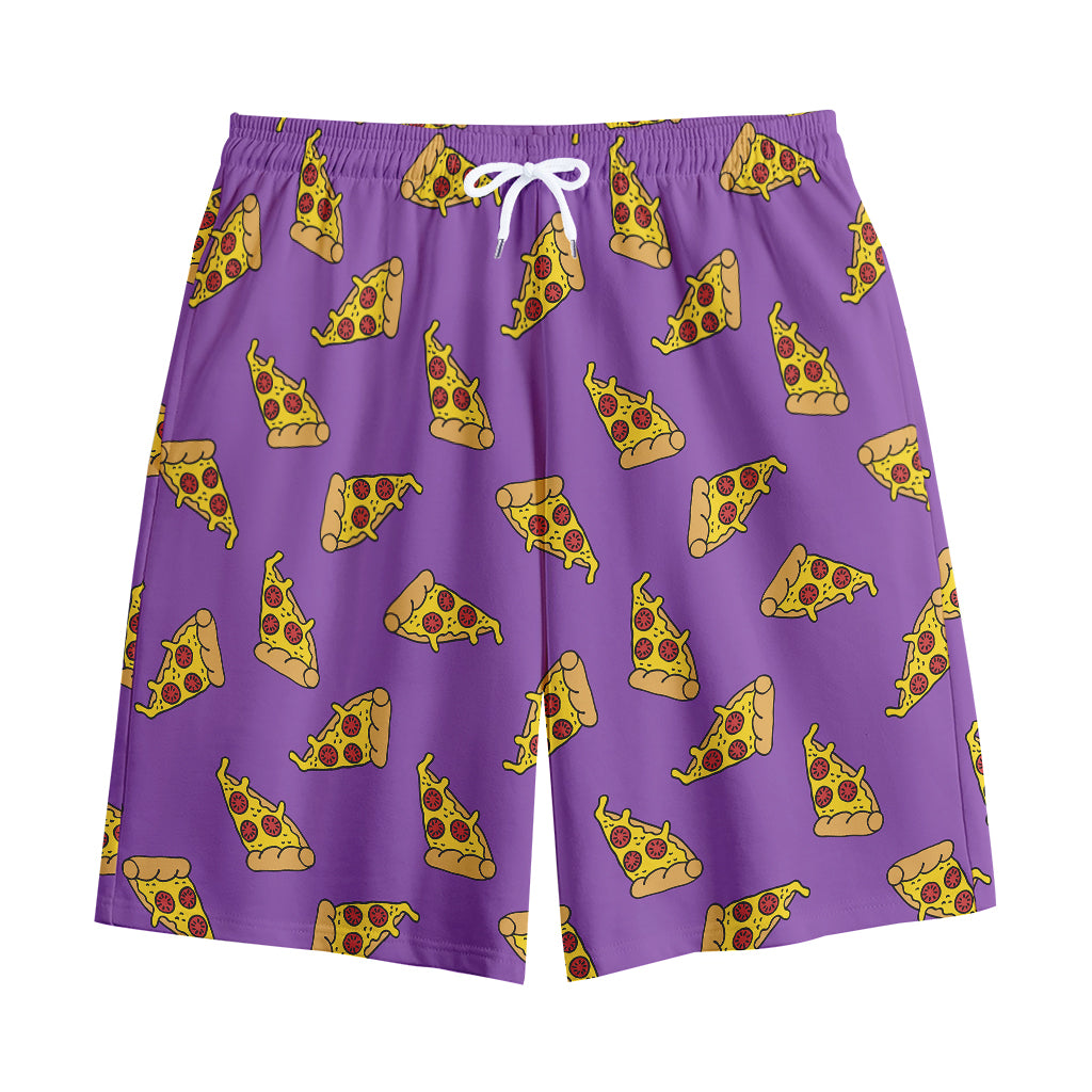 Purple Pizza Pattern Print Cotton Shorts