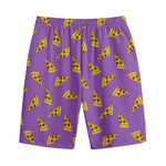 Purple Pizza Pattern Print Cotton Shorts