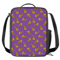 Purple Pizza Pattern Print Crossbody Lunch Bag