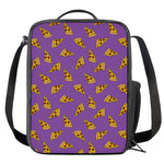 Purple Pizza Pattern Print Crossbody Lunch Bag