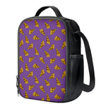 Purple Pizza Pattern Print Crossbody Lunch Bag